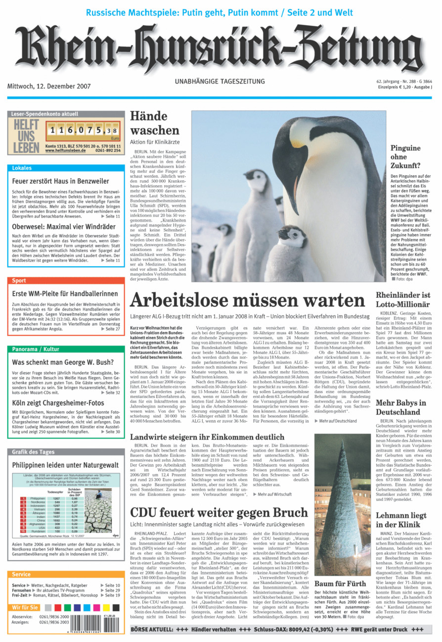 Rhein-Hunsrück-Zeitung vom Mittwoch, 12.12.2007