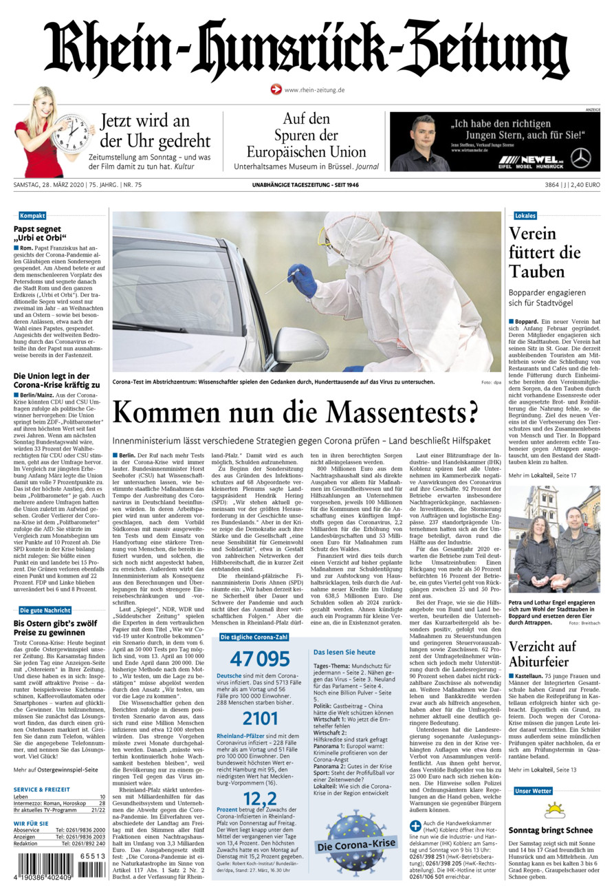 Rhein-Hunsrück-Zeitung vom Samstag, 28.03.2020