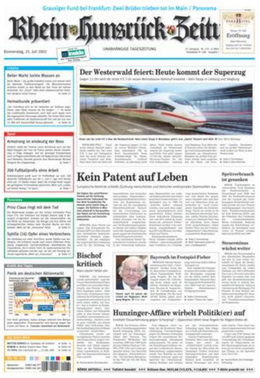 Rhein-Hunsrück-Zeitung vom Donnerstag, 25.07.2002