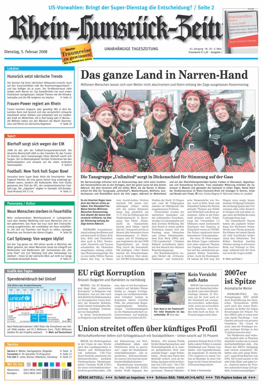Rhein-Hunsrück-Zeitung vom Dienstag, 05.02.2008