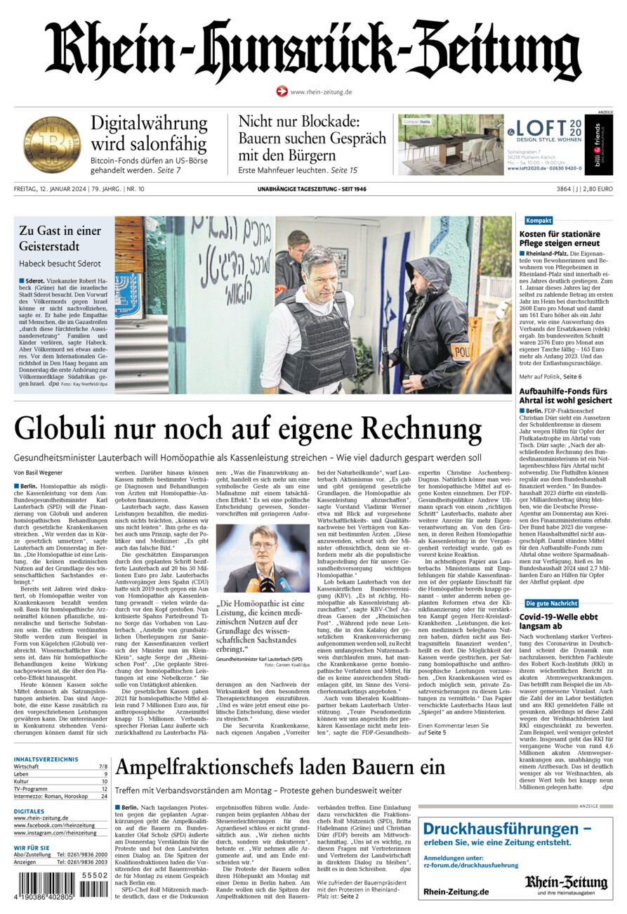 Rhein-Hunsrück-Zeitung vom Freitag, 12.01.2024