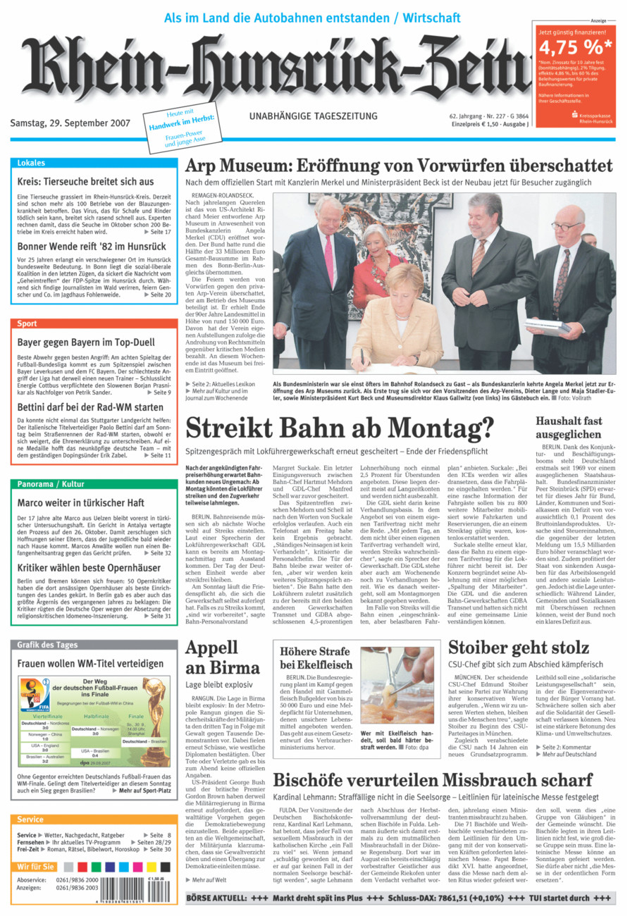 Rhein-Hunsrück-Zeitung vom Samstag, 29.09.2007