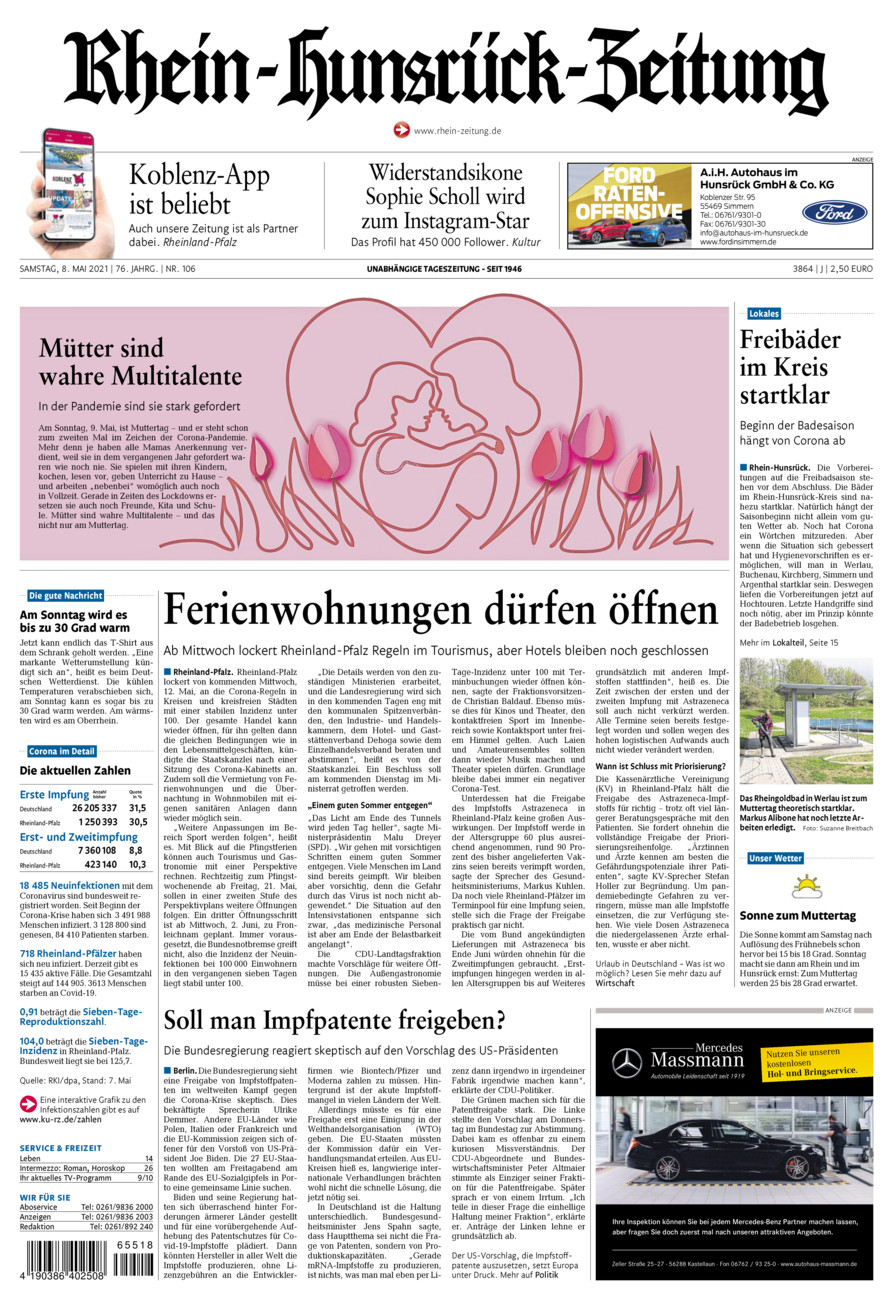Rhein-Hunsrück-Zeitung vom Samstag, 08.05.2021