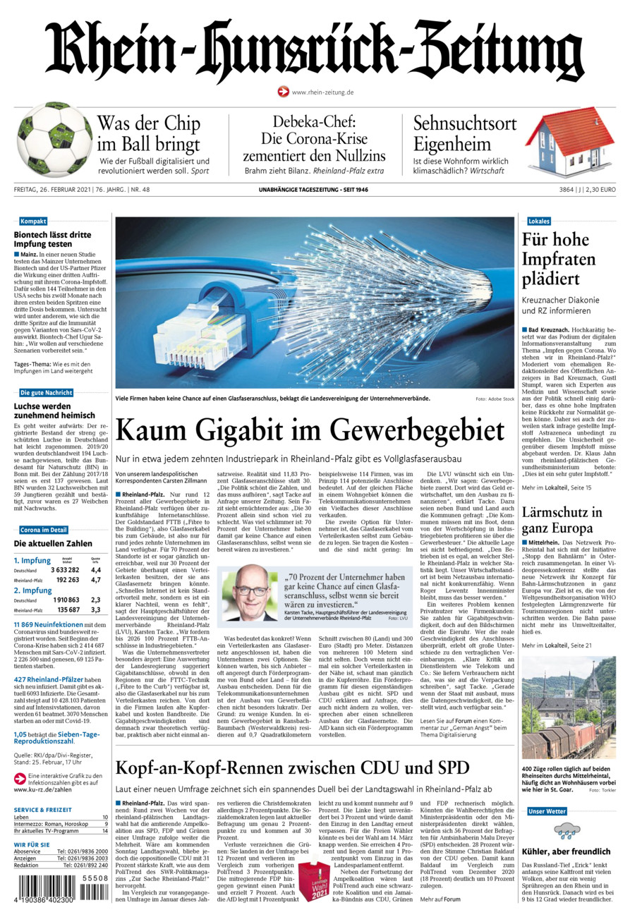 Rhein-Hunsrück-Zeitung vom Freitag, 26.02.2021