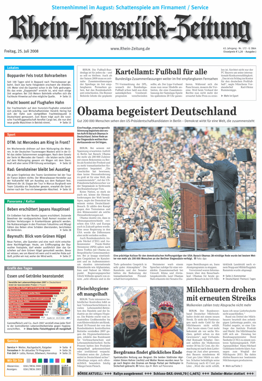 Rhein-Hunsrück-Zeitung vom Freitag, 25.07.2008