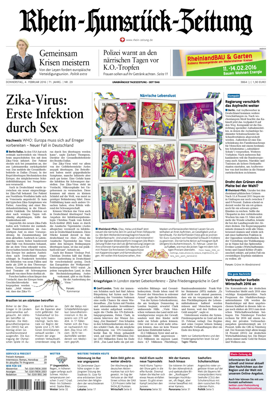 Rhein-Hunsrück-Zeitung vom Donnerstag, 04.02.2016