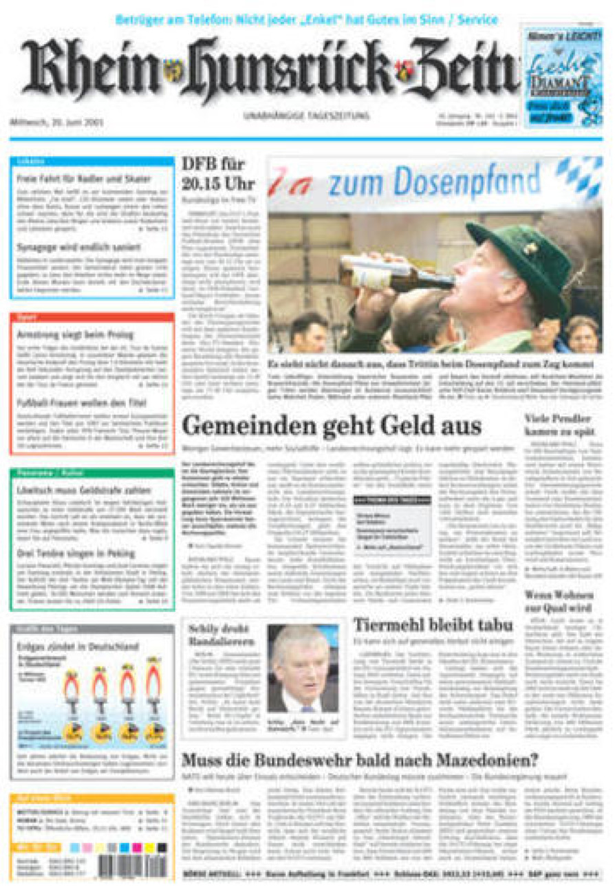 Rhein-Hunsrück-Zeitung vom Mittwoch, 20.06.2001
