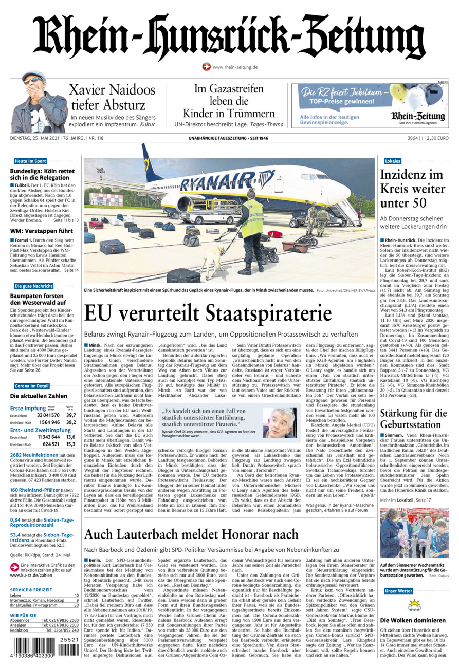 Rhein-Hunsrück-Zeitung vom Dienstag, 25.05.2021