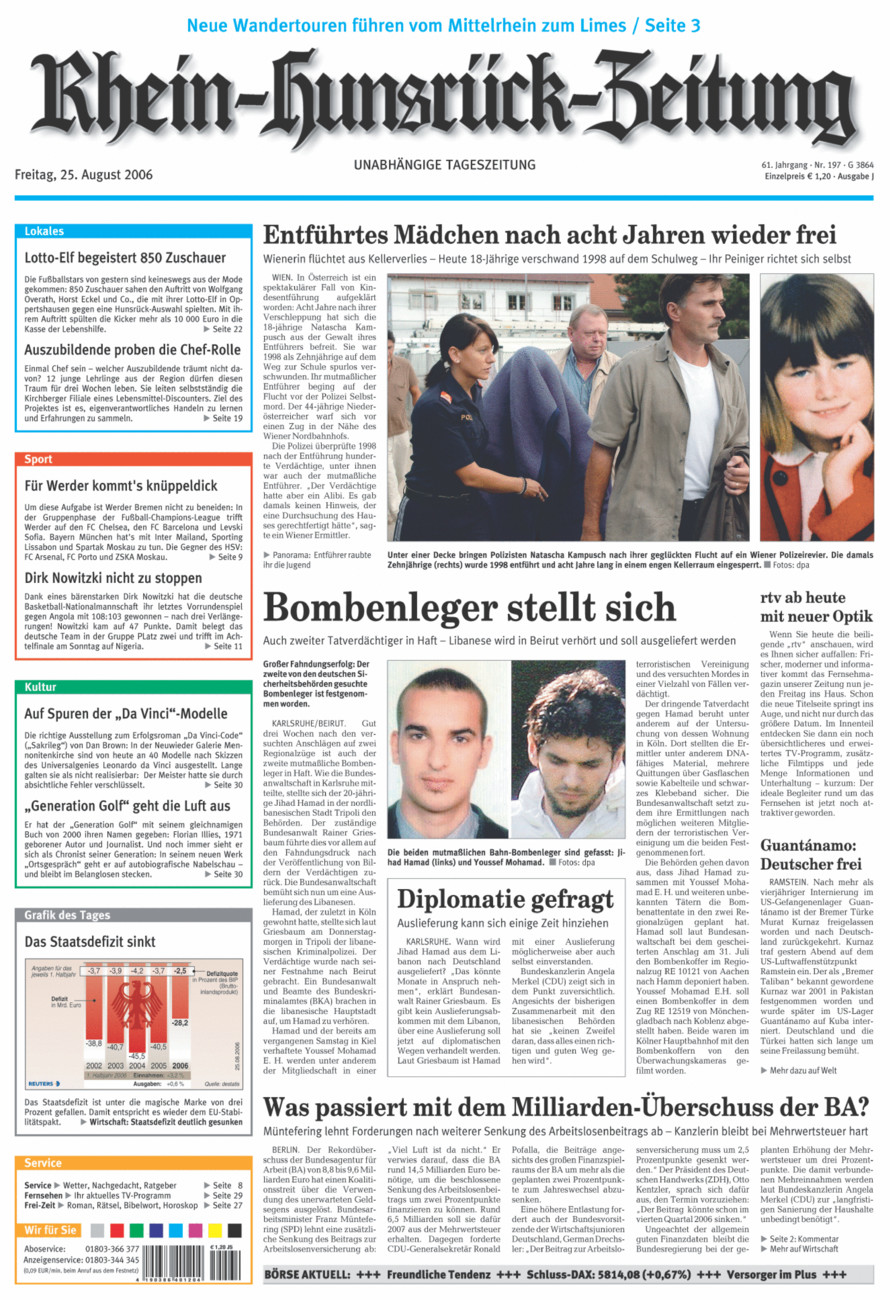 Rhein-Hunsrück-Zeitung vom Freitag, 25.08.2006