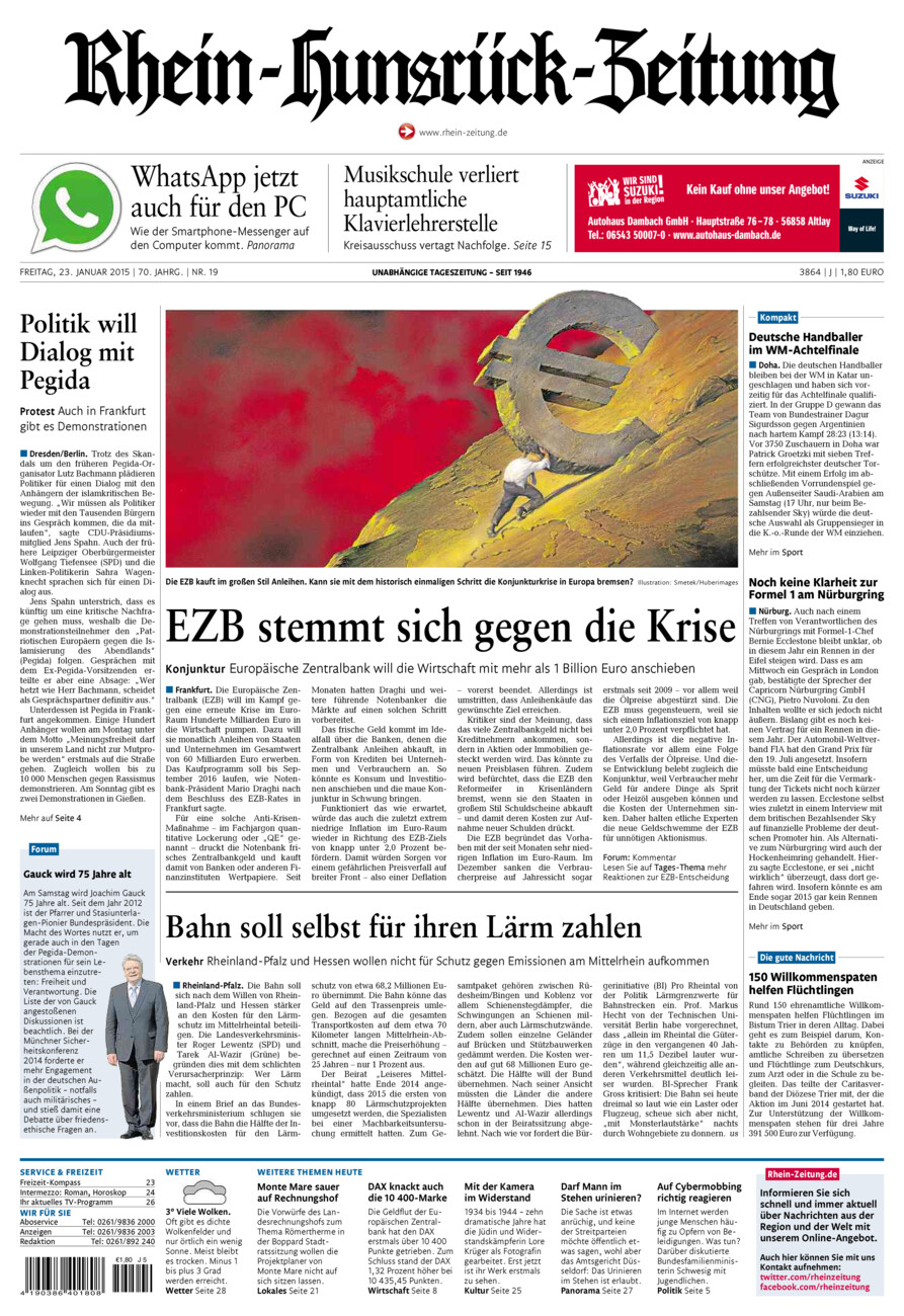 Rhein-Hunsrück-Zeitung vom Freitag, 23.01.2015