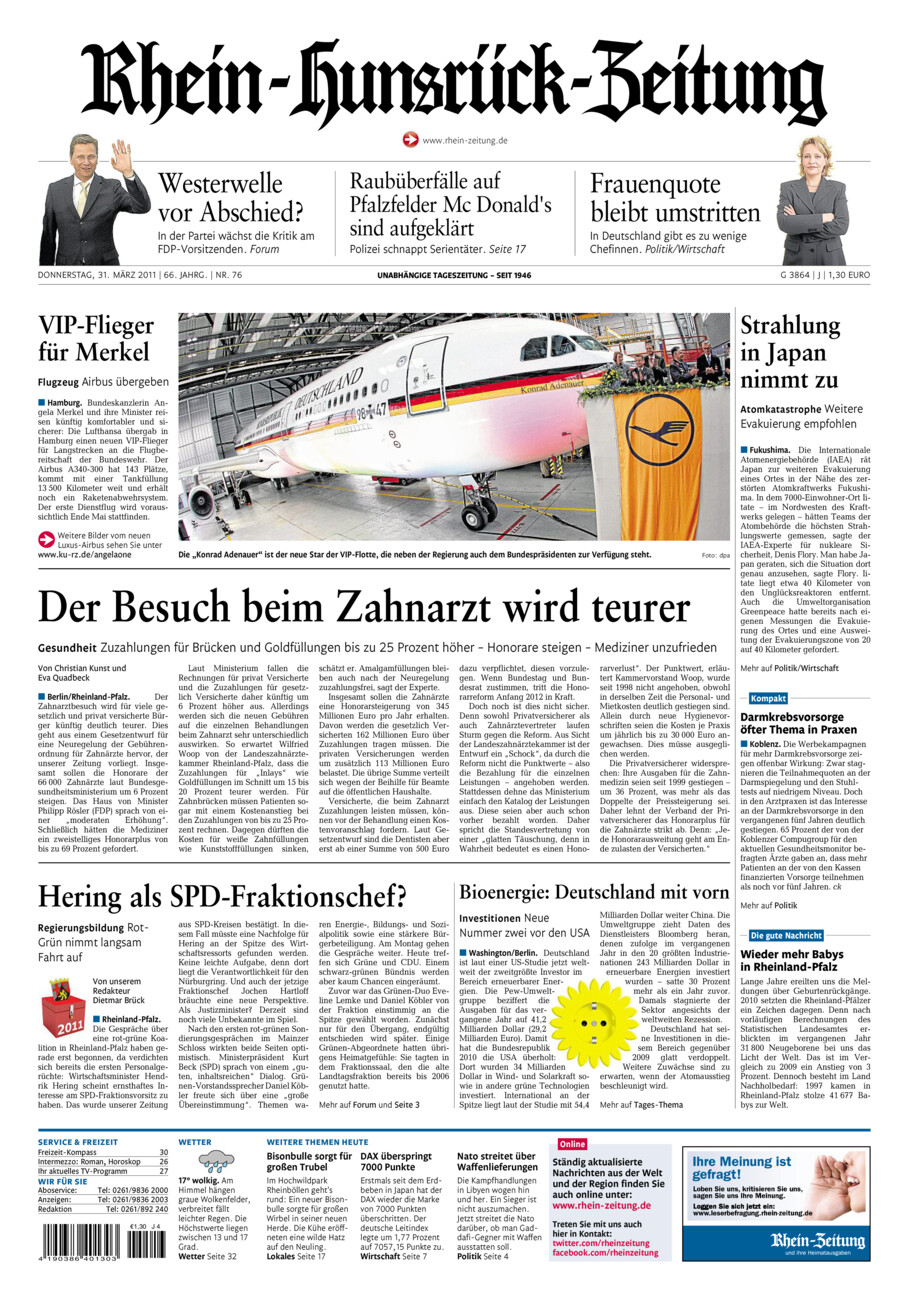 Rhein-Hunsrück-Zeitung vom Donnerstag, 31.03.2011