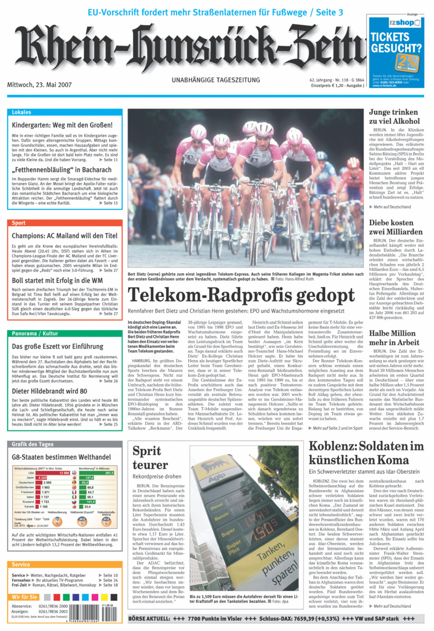 Rhein-Hunsrück-Zeitung vom Mittwoch, 23.05.2007