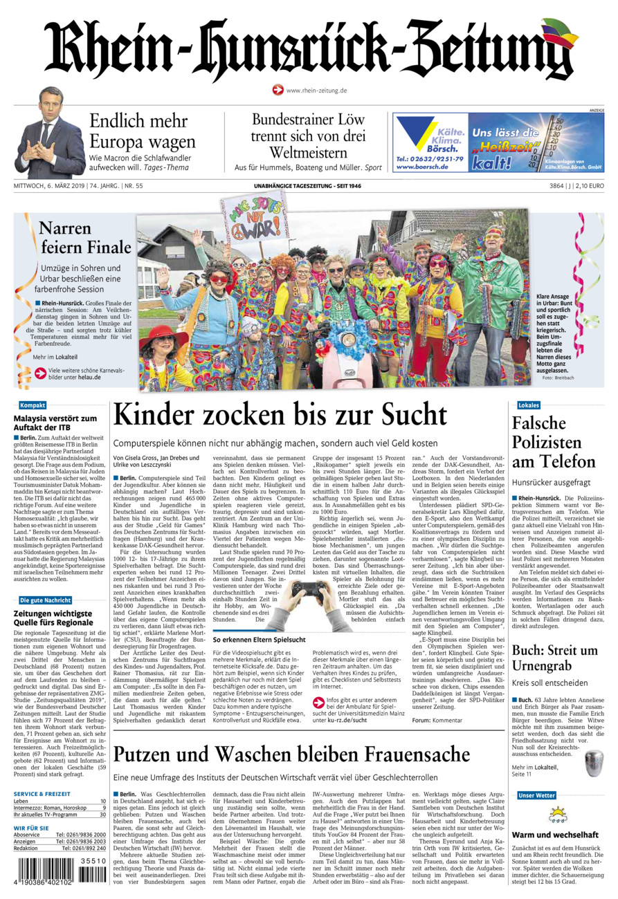 Rhein-Hunsrück-Zeitung vom Mittwoch, 06.03.2019