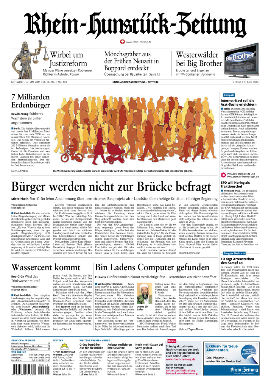 Rhein-Hunsrück-Zeitung vom Mittwoch, 04.05.2011