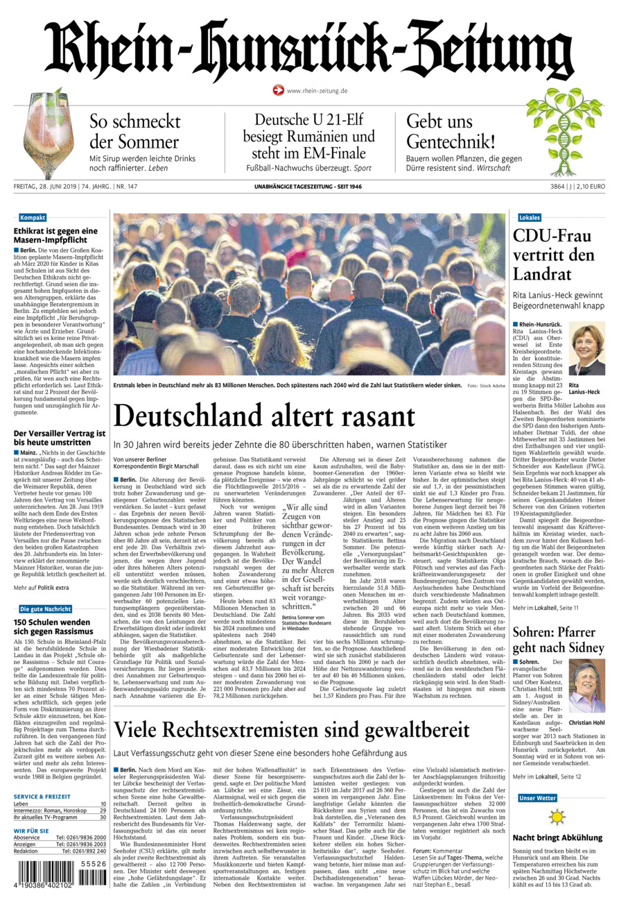 Rhein-Hunsrück-Zeitung vom Freitag, 28.06.2019