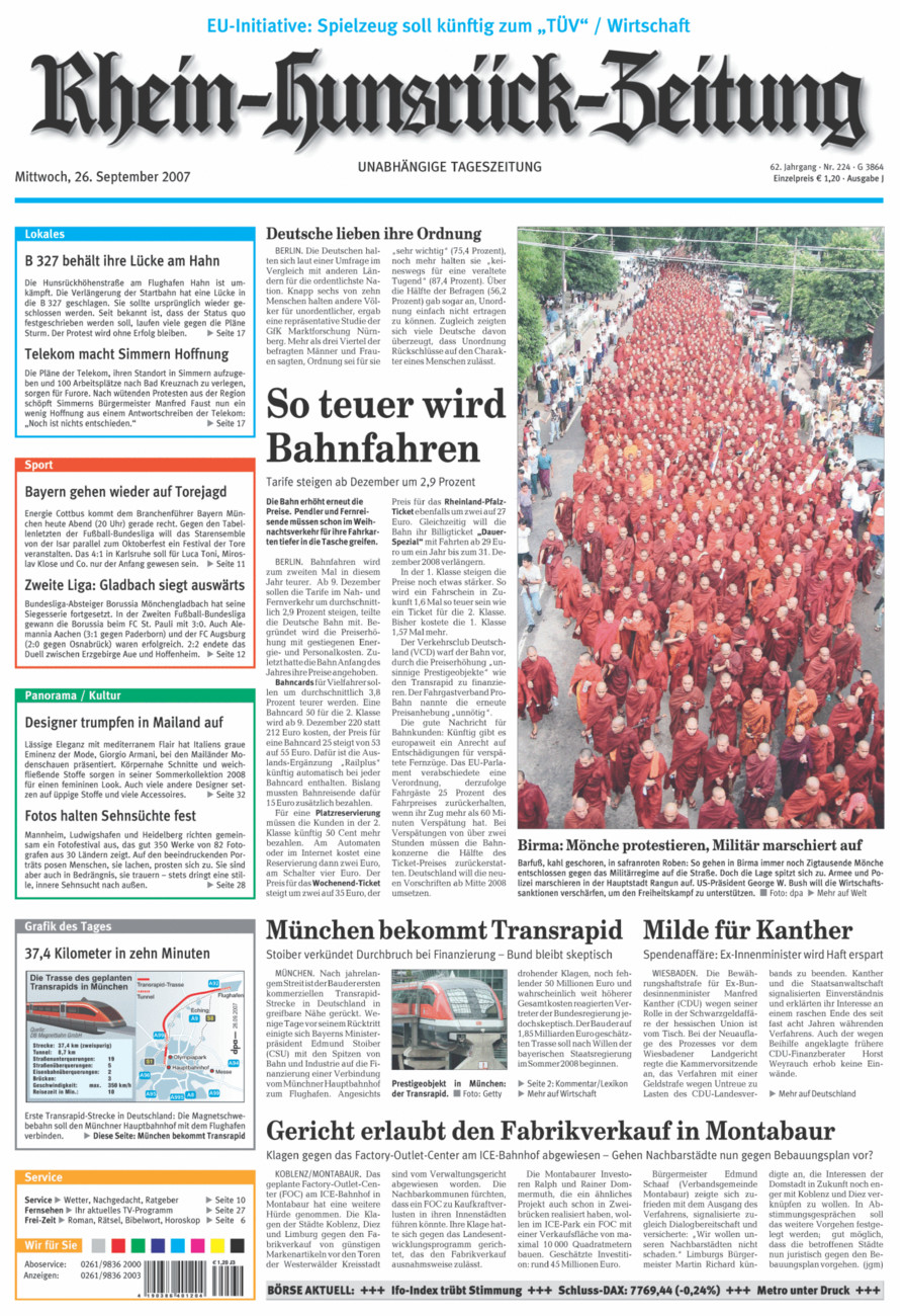 Rhein-Hunsrück-Zeitung vom Mittwoch, 26.09.2007