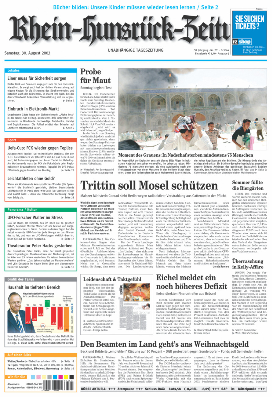 Rhein-Hunsrück-Zeitung vom Samstag, 30.08.2003
