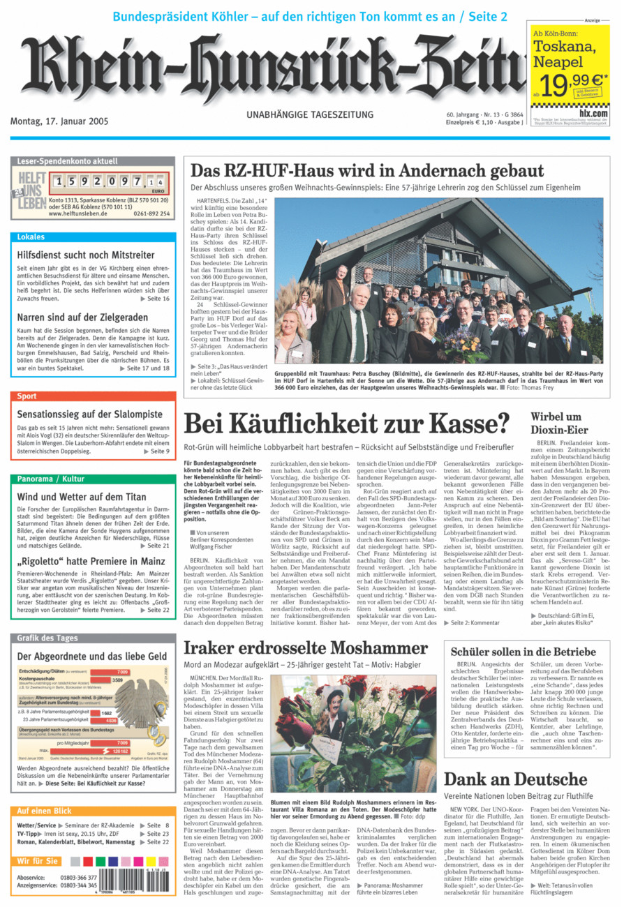 Rhein-Hunsrück-Zeitung vom Montag, 17.01.2005