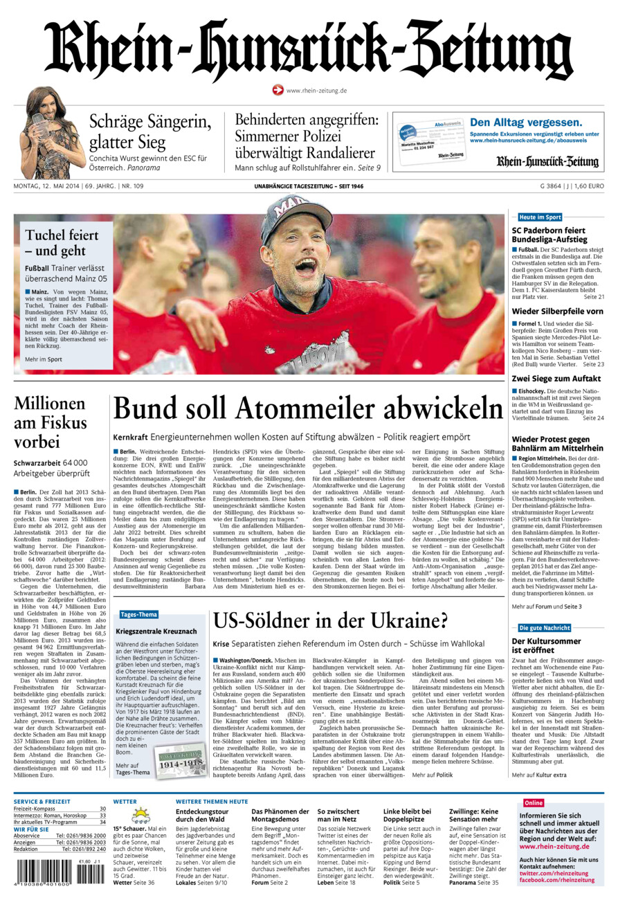 Rhein-Hunsrück-Zeitung vom Montag, 12.05.2014
