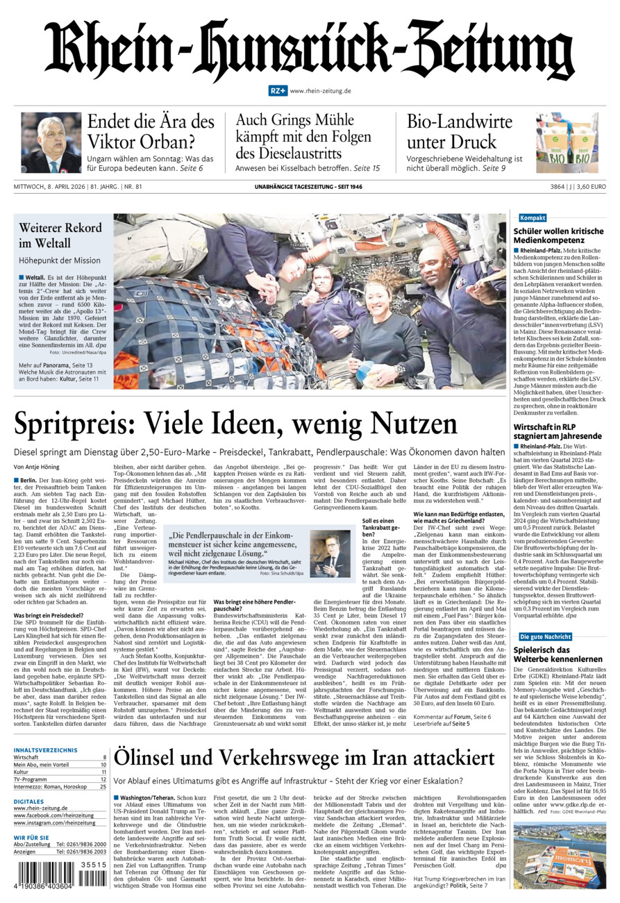 Rhein-Hunsrück-Zeitung vom Mittwoch, 08.04.2026
