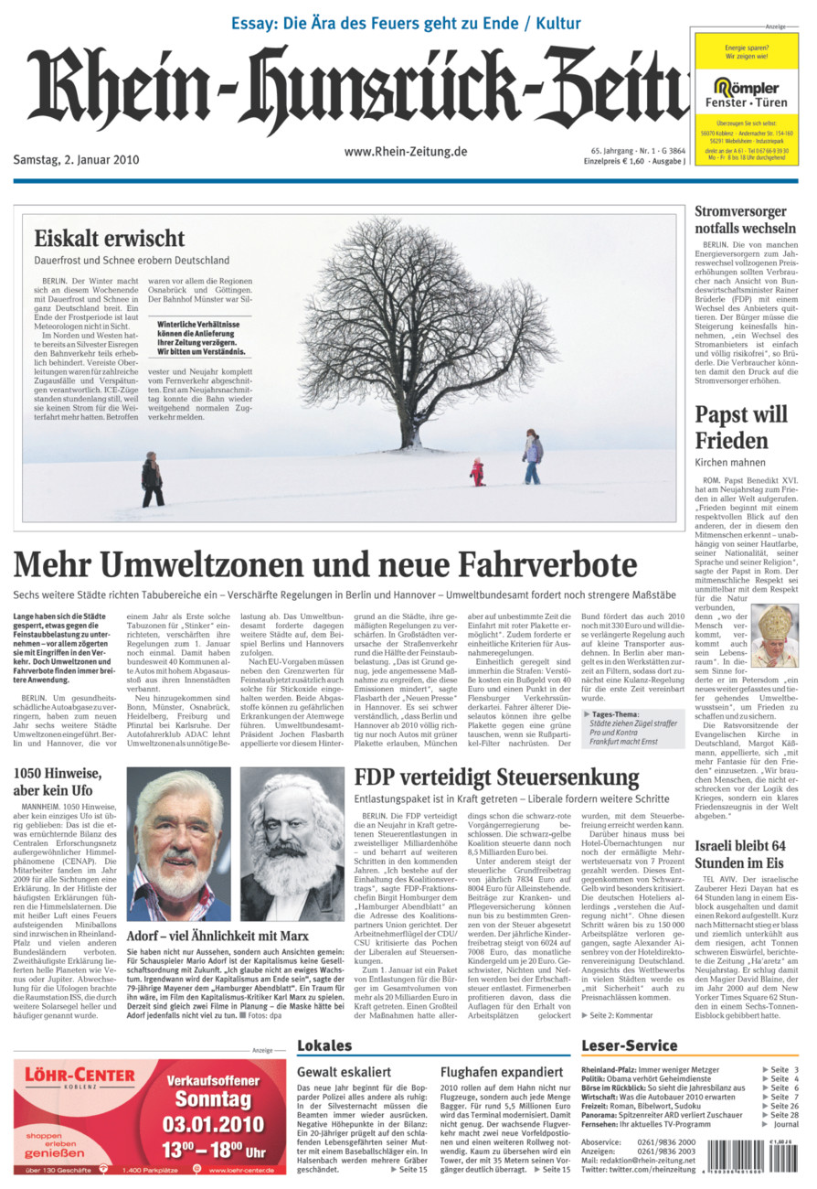 Rhein-Hunsrück-Zeitung vom Samstag, 02.01.2010