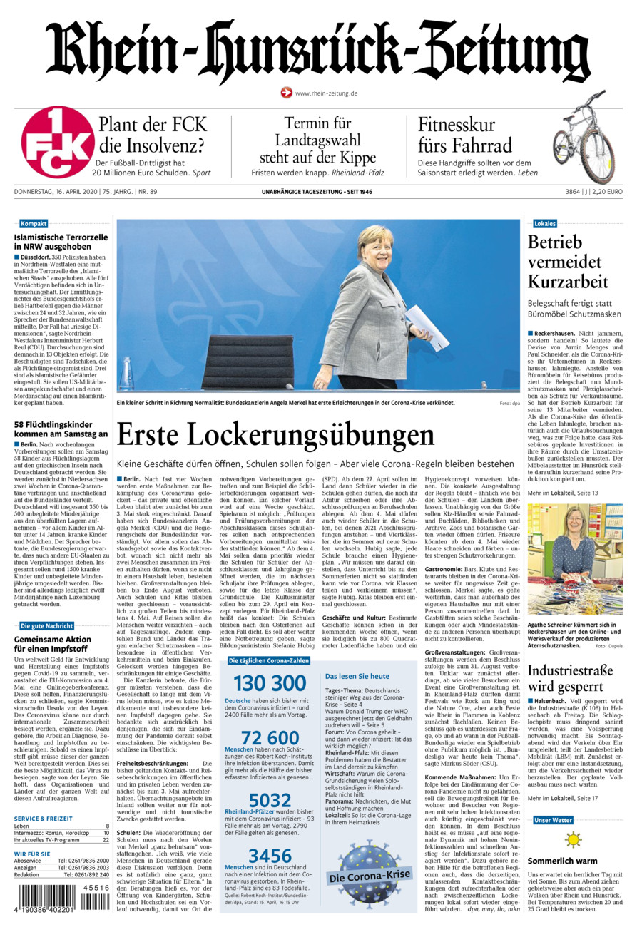 Rhein-Hunsrück-Zeitung vom Donnerstag, 16.04.2020