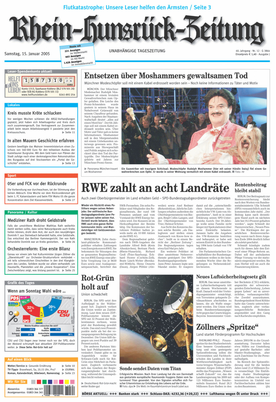 Rhein-Hunsrück-Zeitung vom Samstag, 15.01.2005