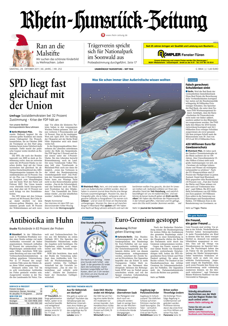 Rhein-Hunsrück-Zeitung vom Samstag, 29.10.2011