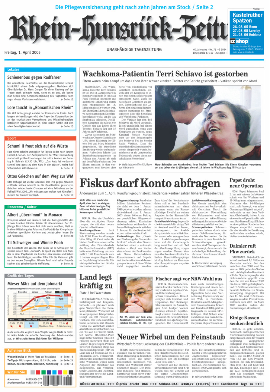 Rhein-Hunsrück-Zeitung vom Freitag, 01.04.2005