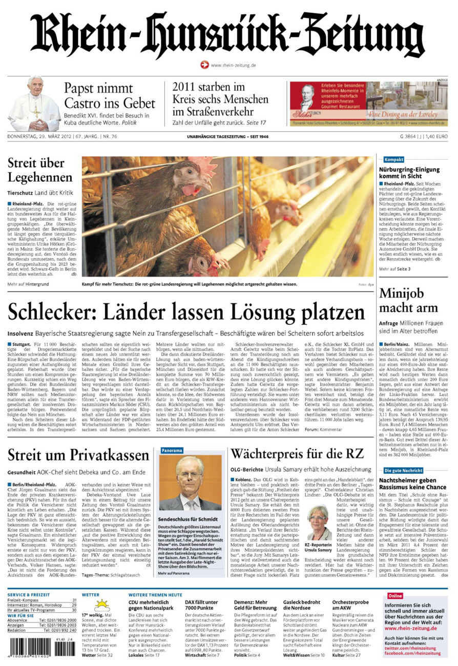 Rhein-Hunsrück-Zeitung vom Donnerstag, 29.03.2012