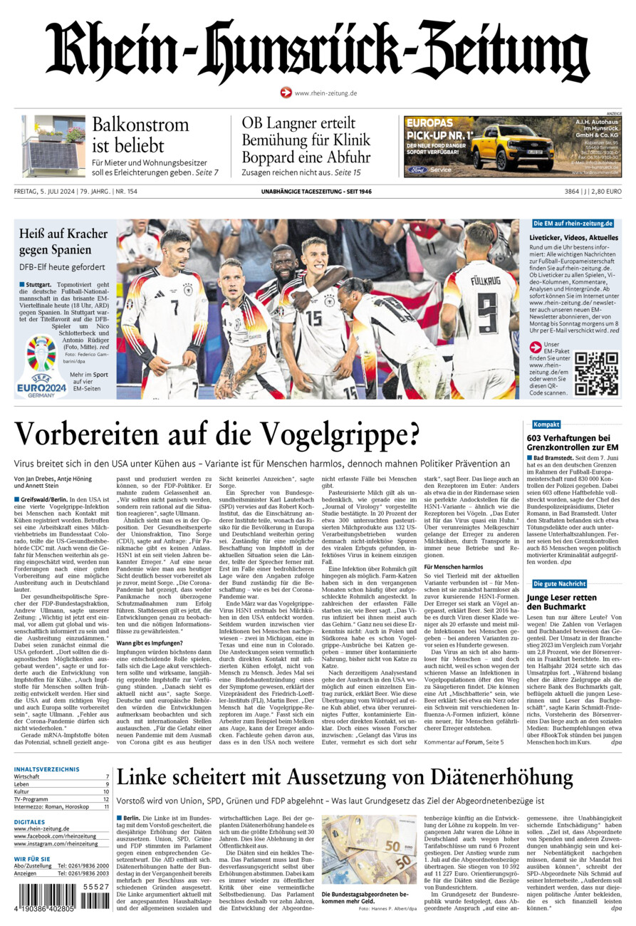 Rhein-Hunsrück-Zeitung vom Freitag, 05.07.2024