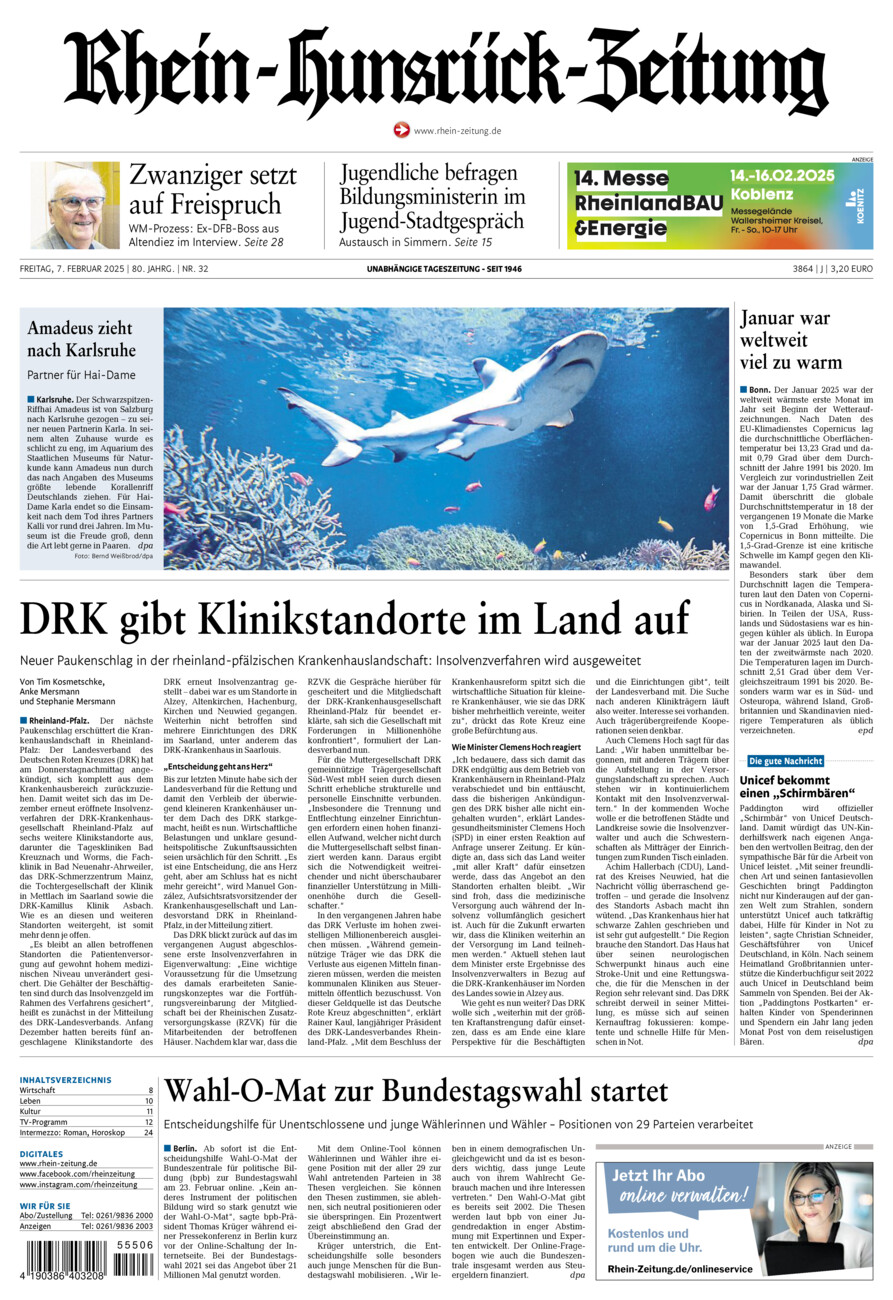 Rhein-Hunsrück-Zeitung vom Freitag, 07.02.2025