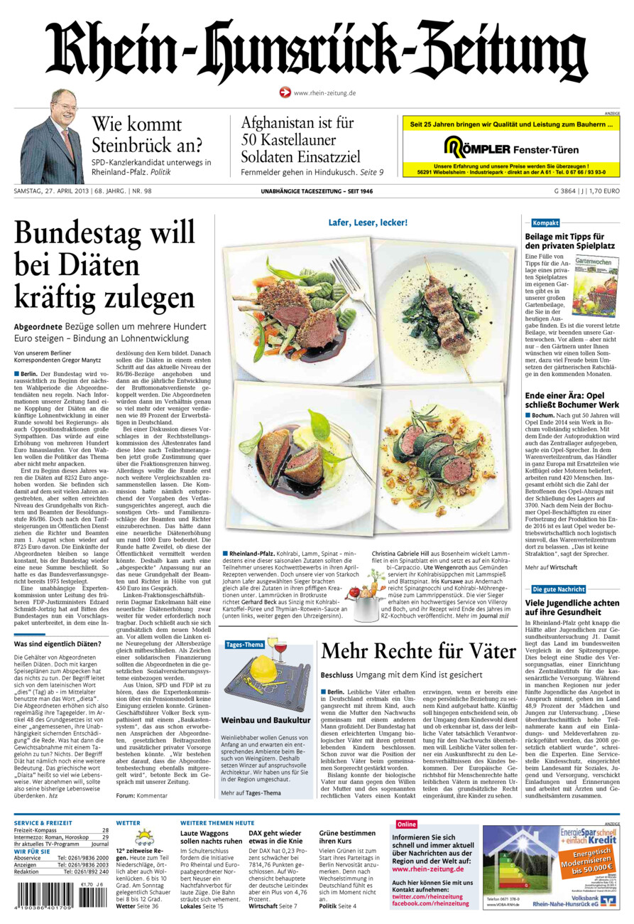 Rhein-Hunsrück-Zeitung vom Samstag, 27.04.2013