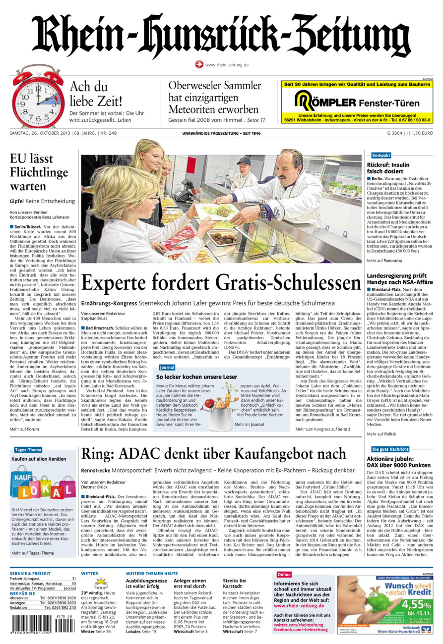 Rhein-Hunsrück-Zeitung vom Samstag, 26.10.2013