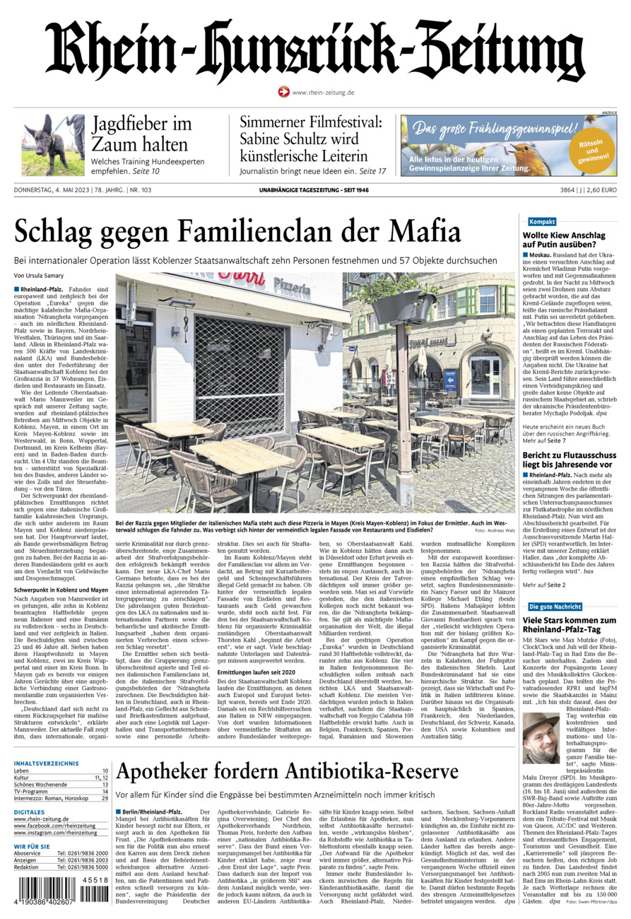 Rhein-Hunsrück-Zeitung vom Donnerstag, 04.05.2023