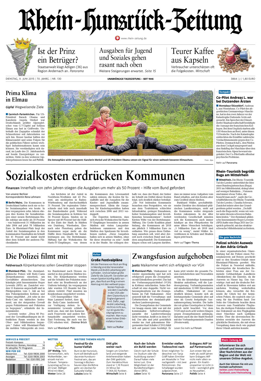 Rhein-Hunsrück-Zeitung vom Dienstag, 09.06.2015