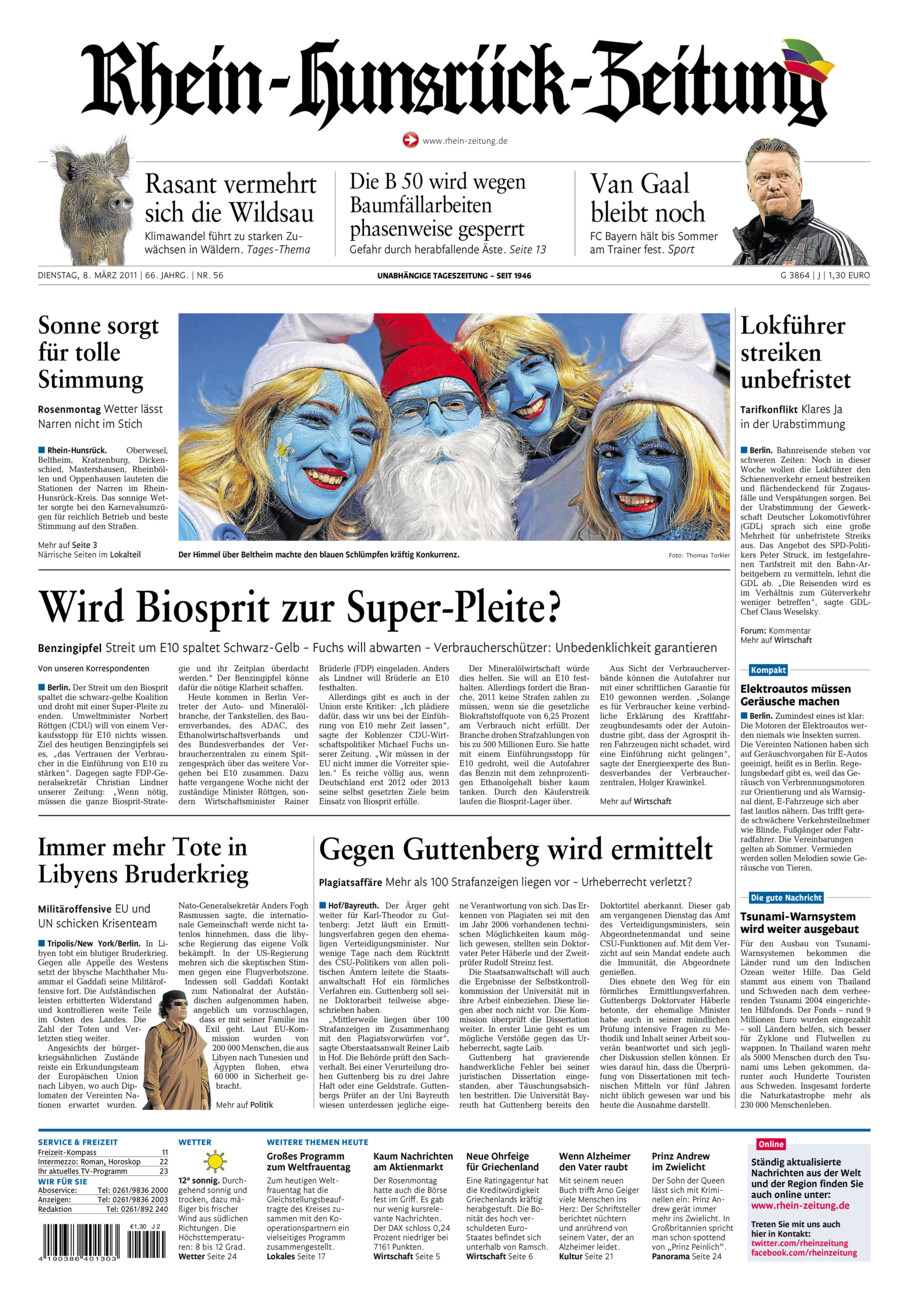 Rhein-Hunsrück-Zeitung vom Dienstag, 08.03.2011