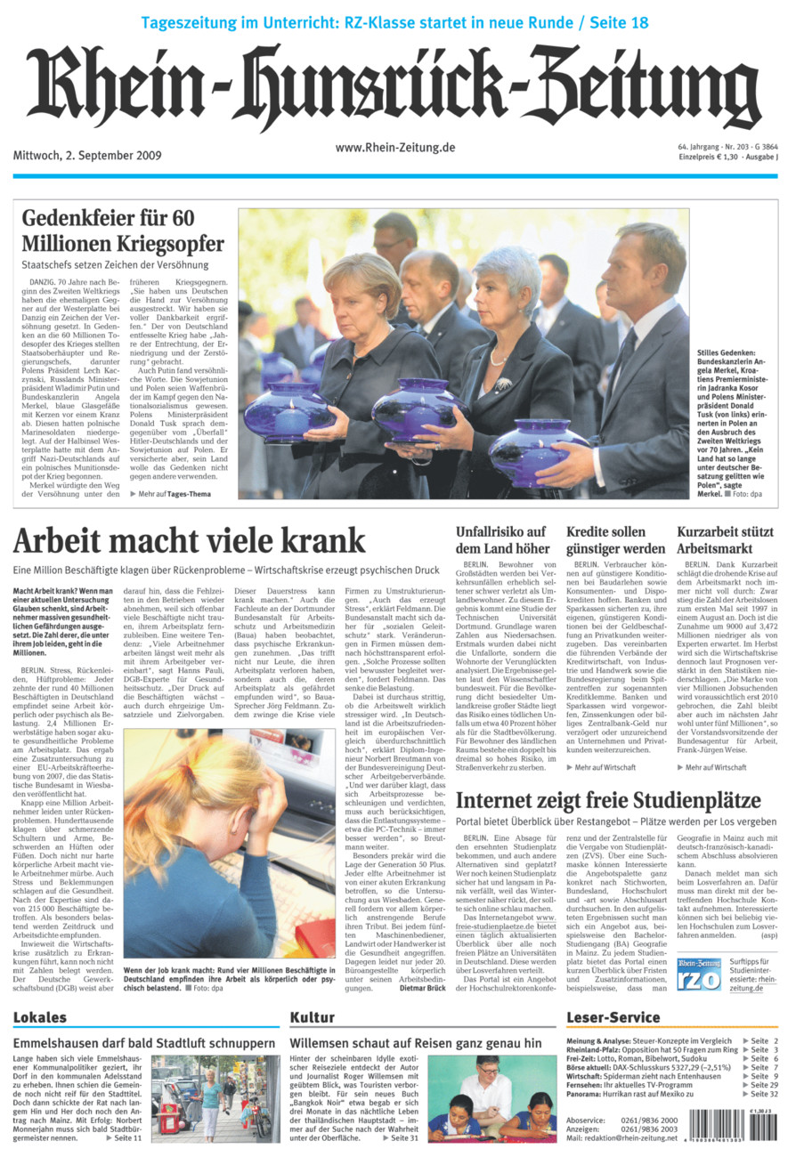 Rhein-Hunsrück-Zeitung vom Mittwoch, 02.09.2009