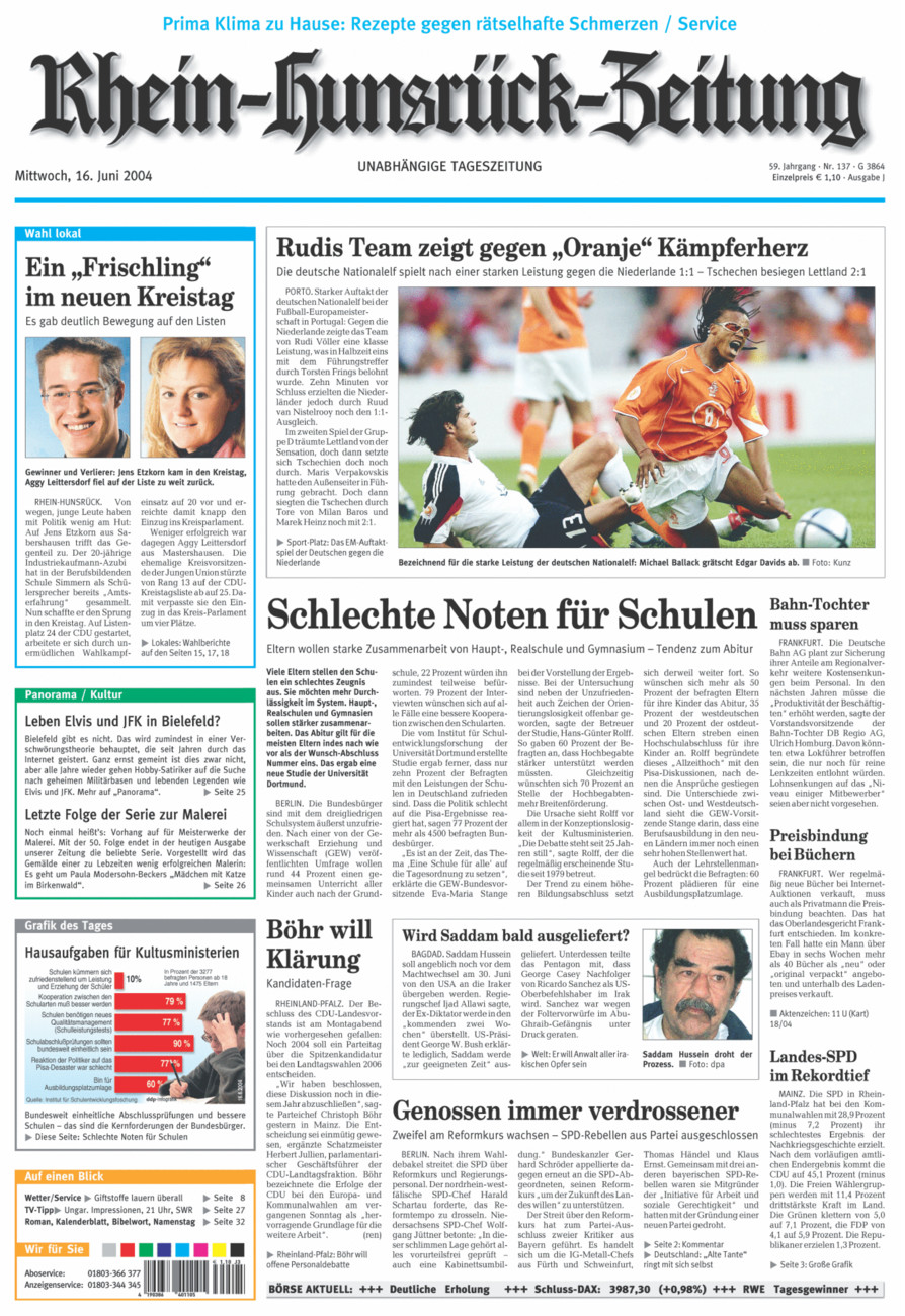 Rhein-Hunsrück-Zeitung vom Mittwoch, 16.06.2004