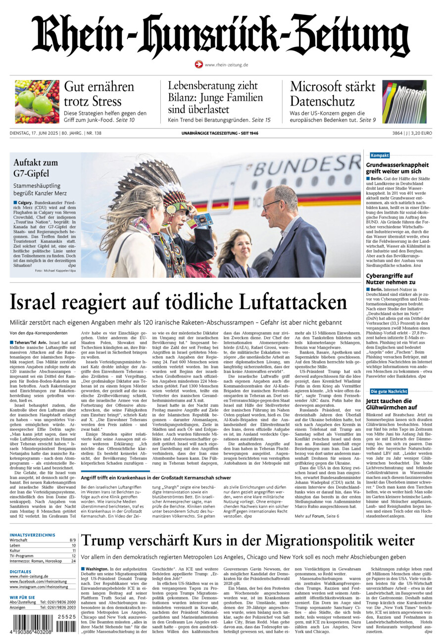 Rhein-Hunsrück-Zeitung vom Dienstag, 17.06.2025