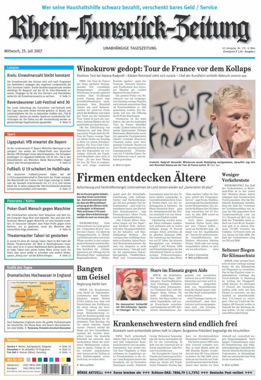 Rhein-Hunsrück-Zeitung vom Mittwoch, 25.07.2007