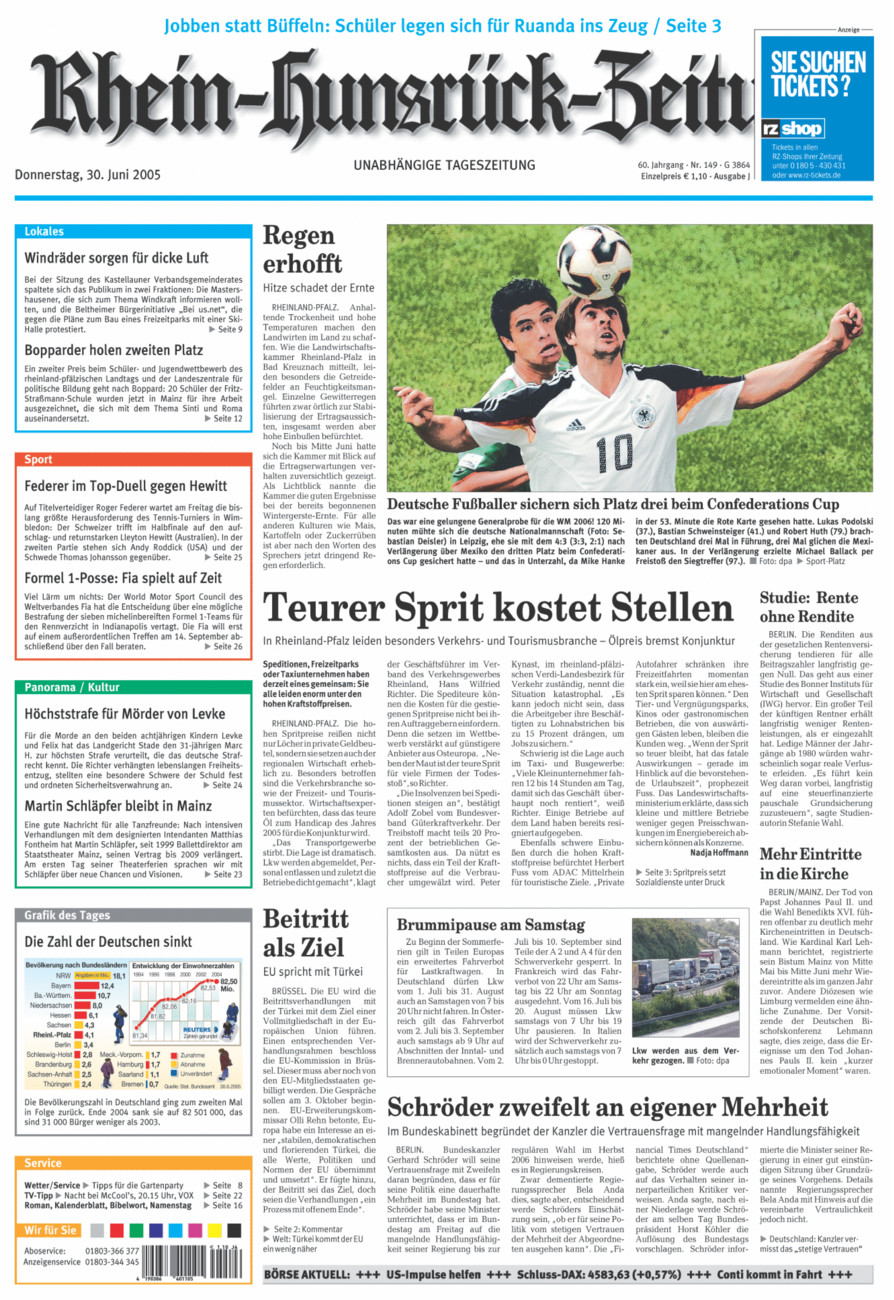 Rhein-Hunsrück-Zeitung vom Donnerstag, 30.06.2005