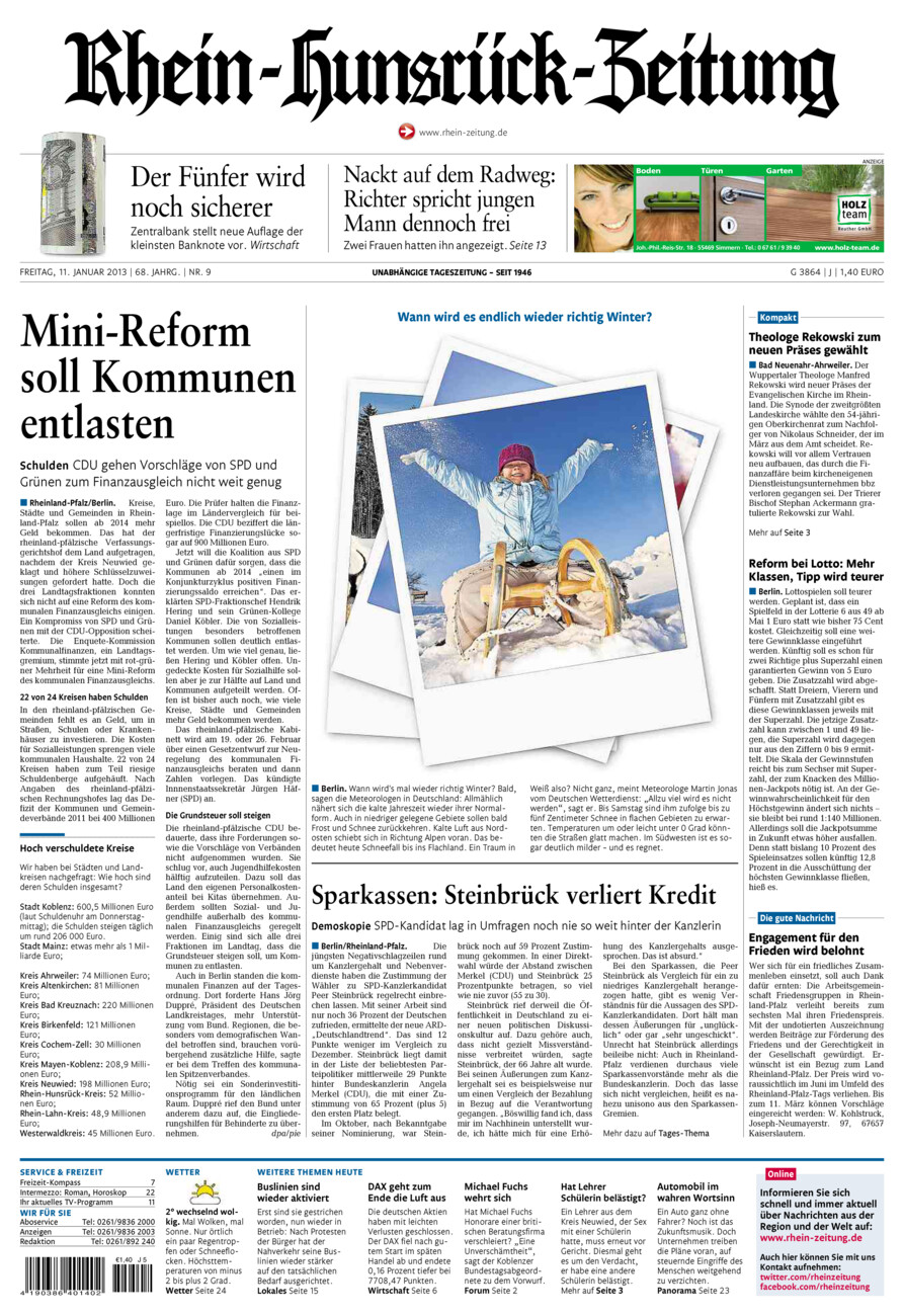 Rhein-Hunsrück-Zeitung vom Freitag, 11.01.2013