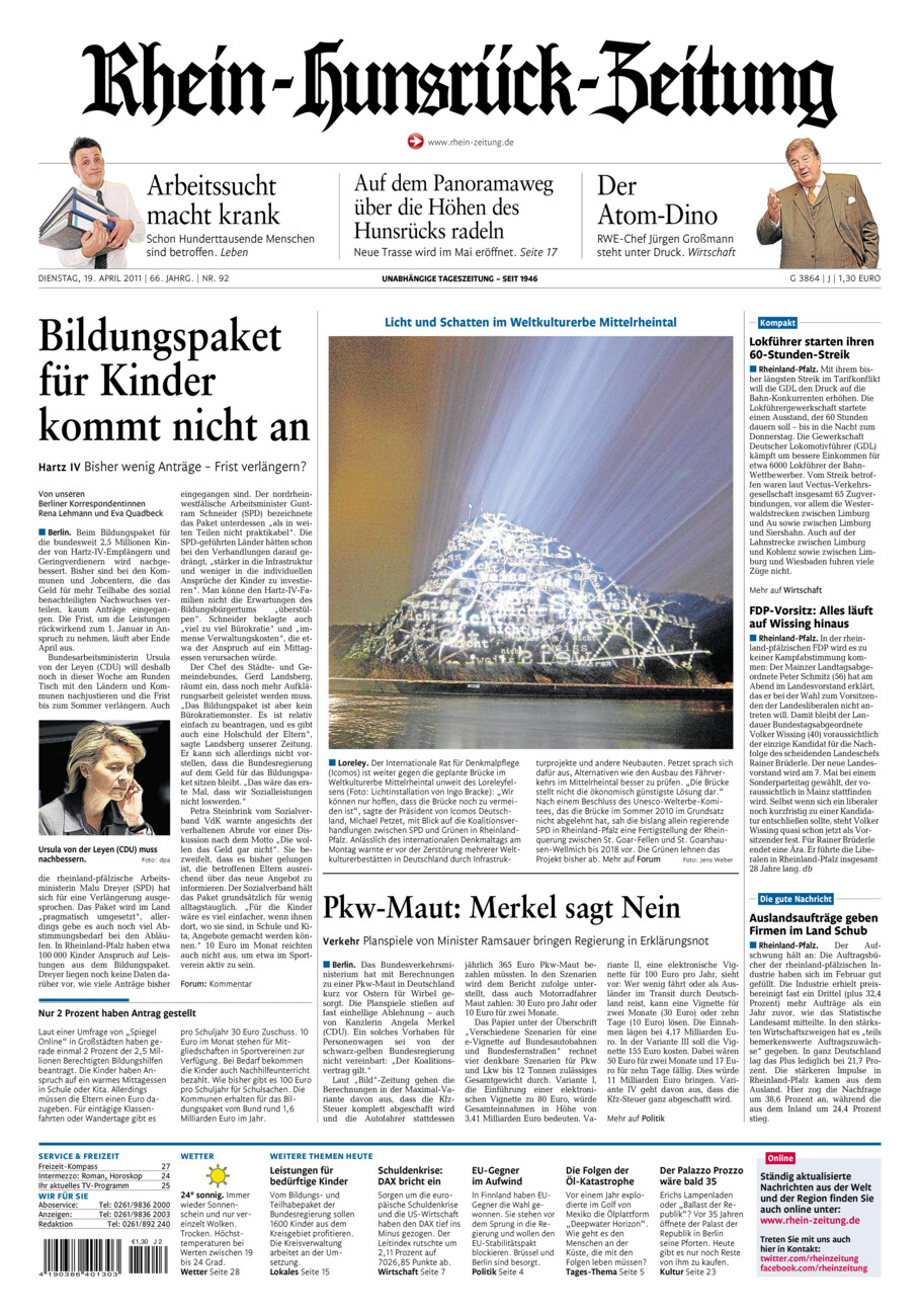 Rhein-Hunsrück-Zeitung vom Dienstag, 19.04.2011