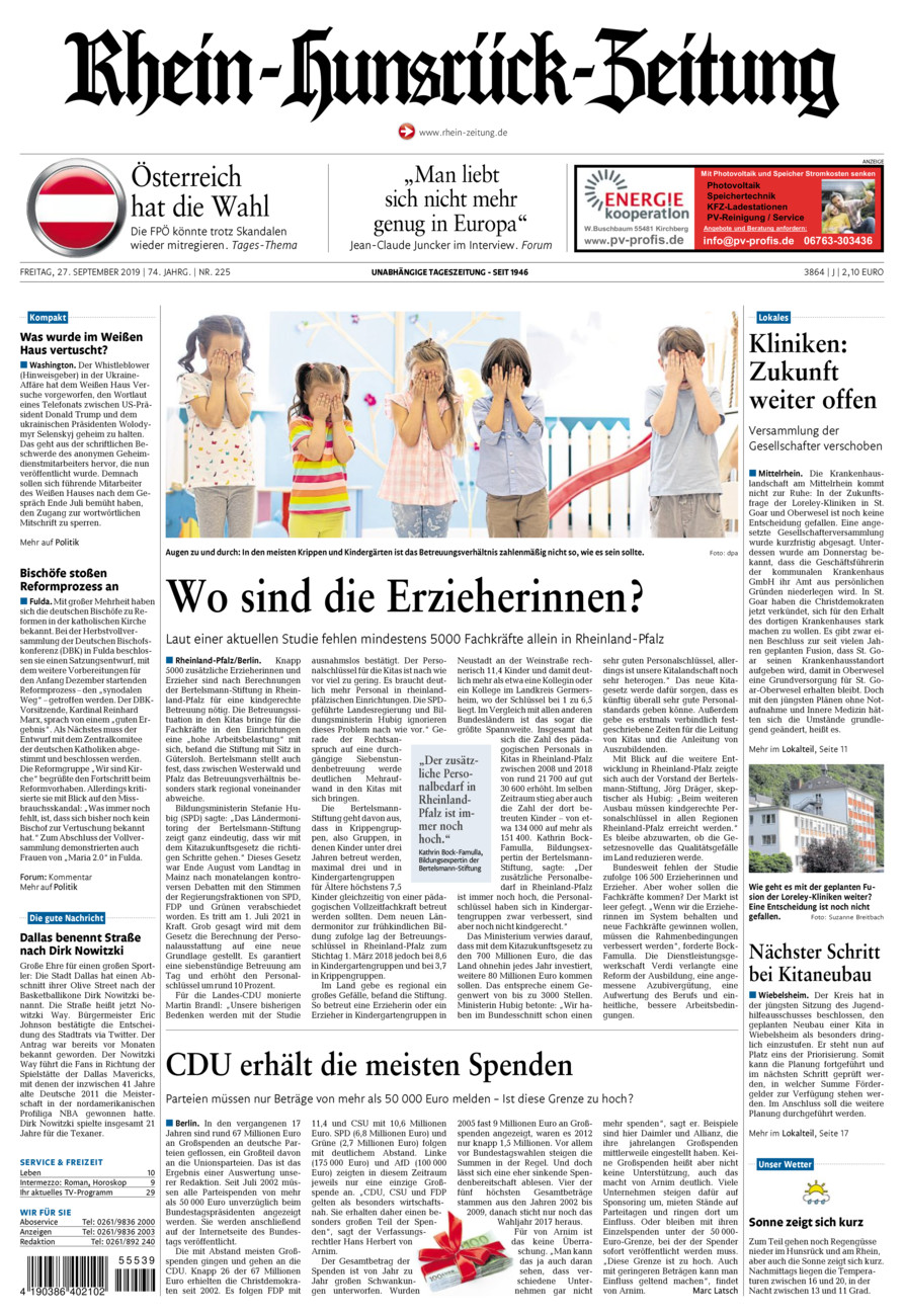 Rhein-Hunsrück-Zeitung vom Freitag, 27.09.2019