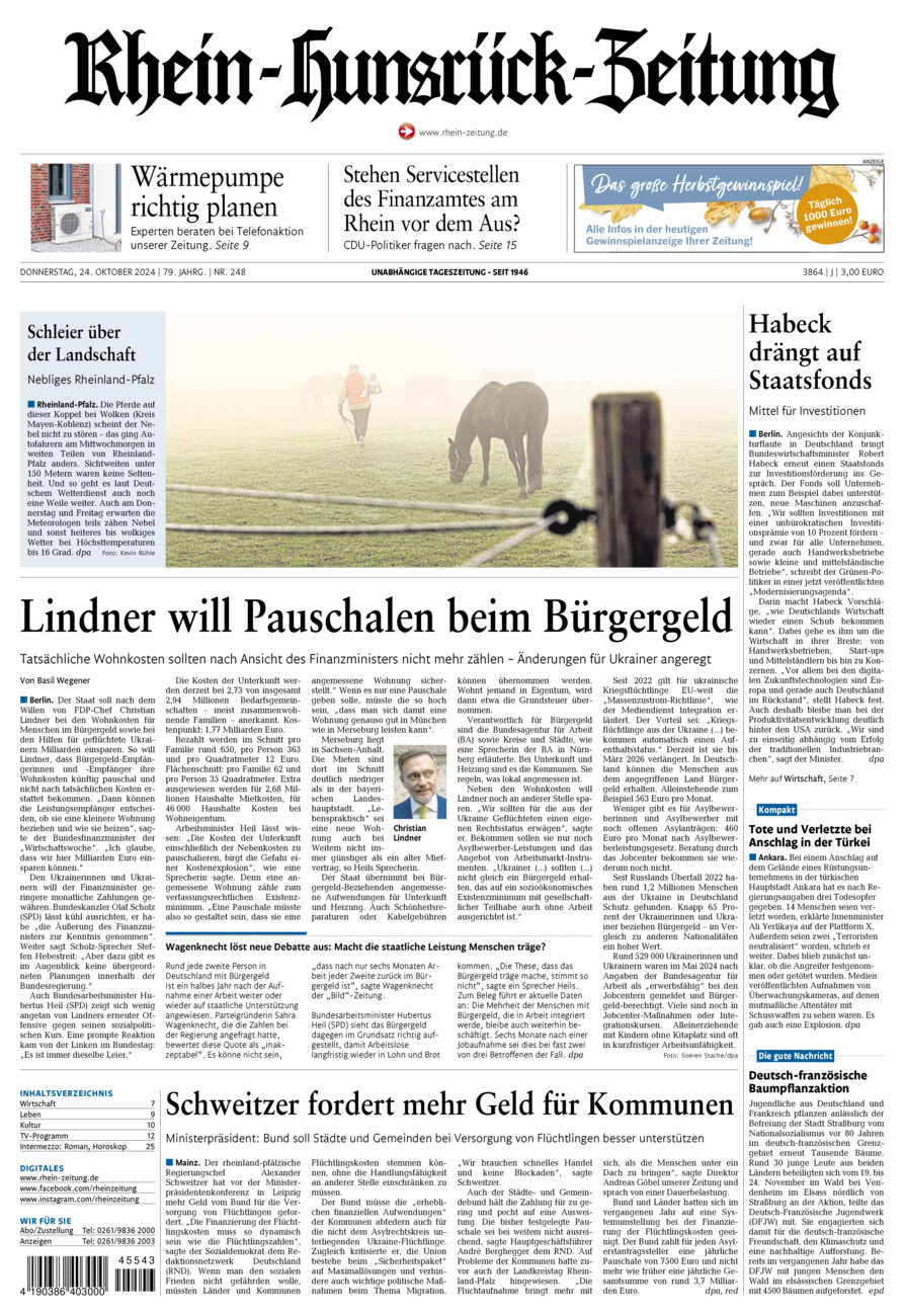 Rhein-Hunsrück-Zeitung vom Donnerstag, 24.10.2024