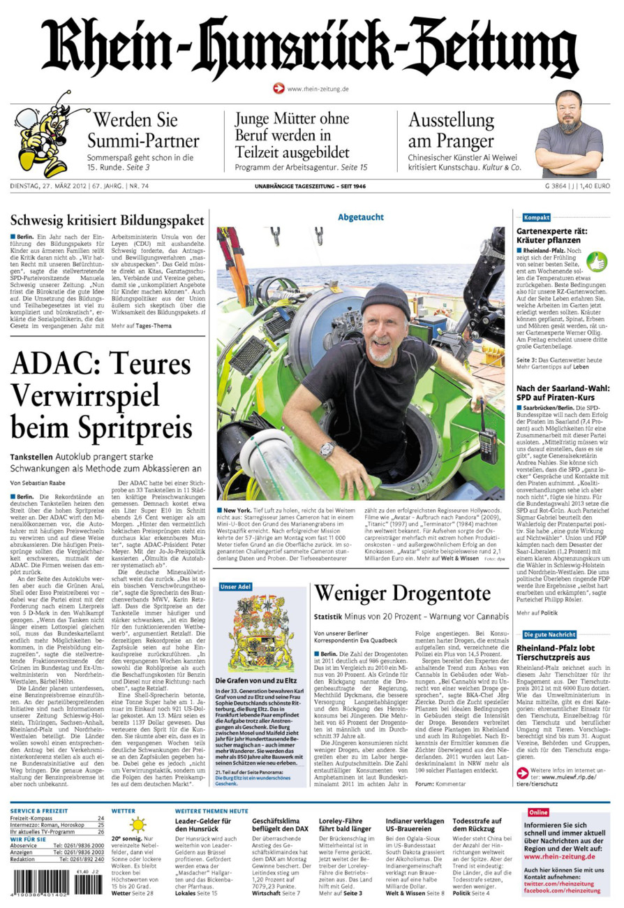 Rhein-Hunsrück-Zeitung vom Dienstag, 27.03.2012