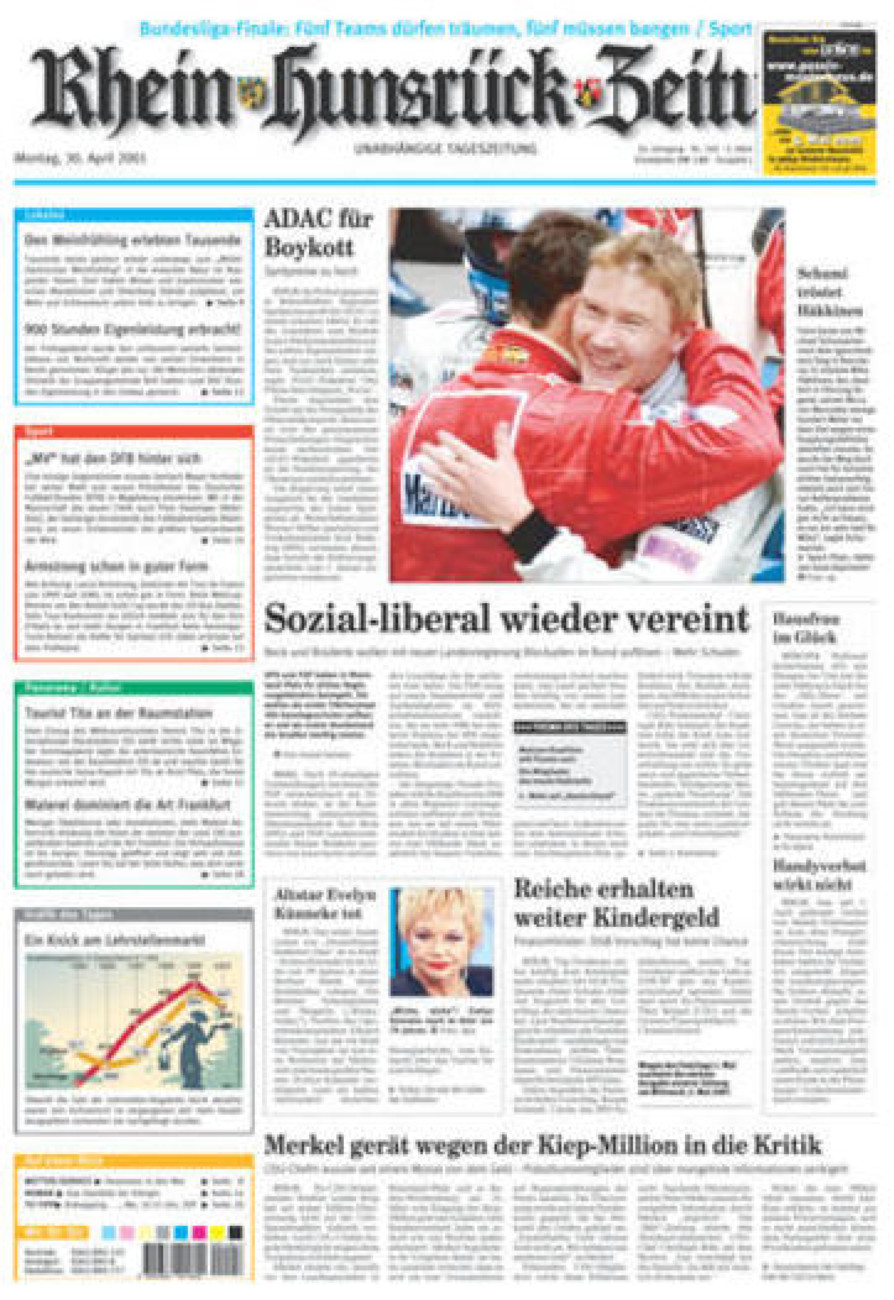 Rhein-Hunsrück-Zeitung vom Montag, 30.04.2001