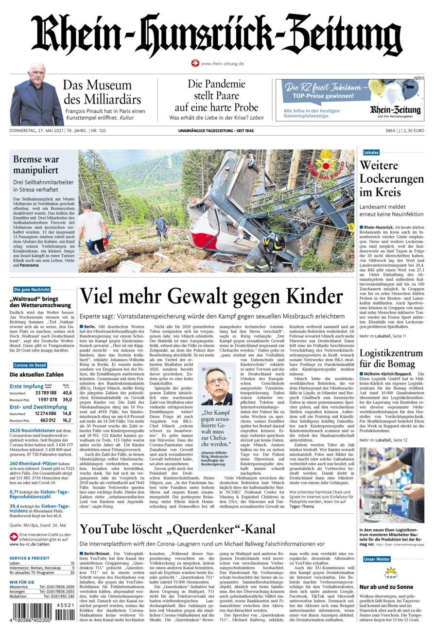 Rhein-Hunsrück-Zeitung vom Donnerstag, 27.05.2021
