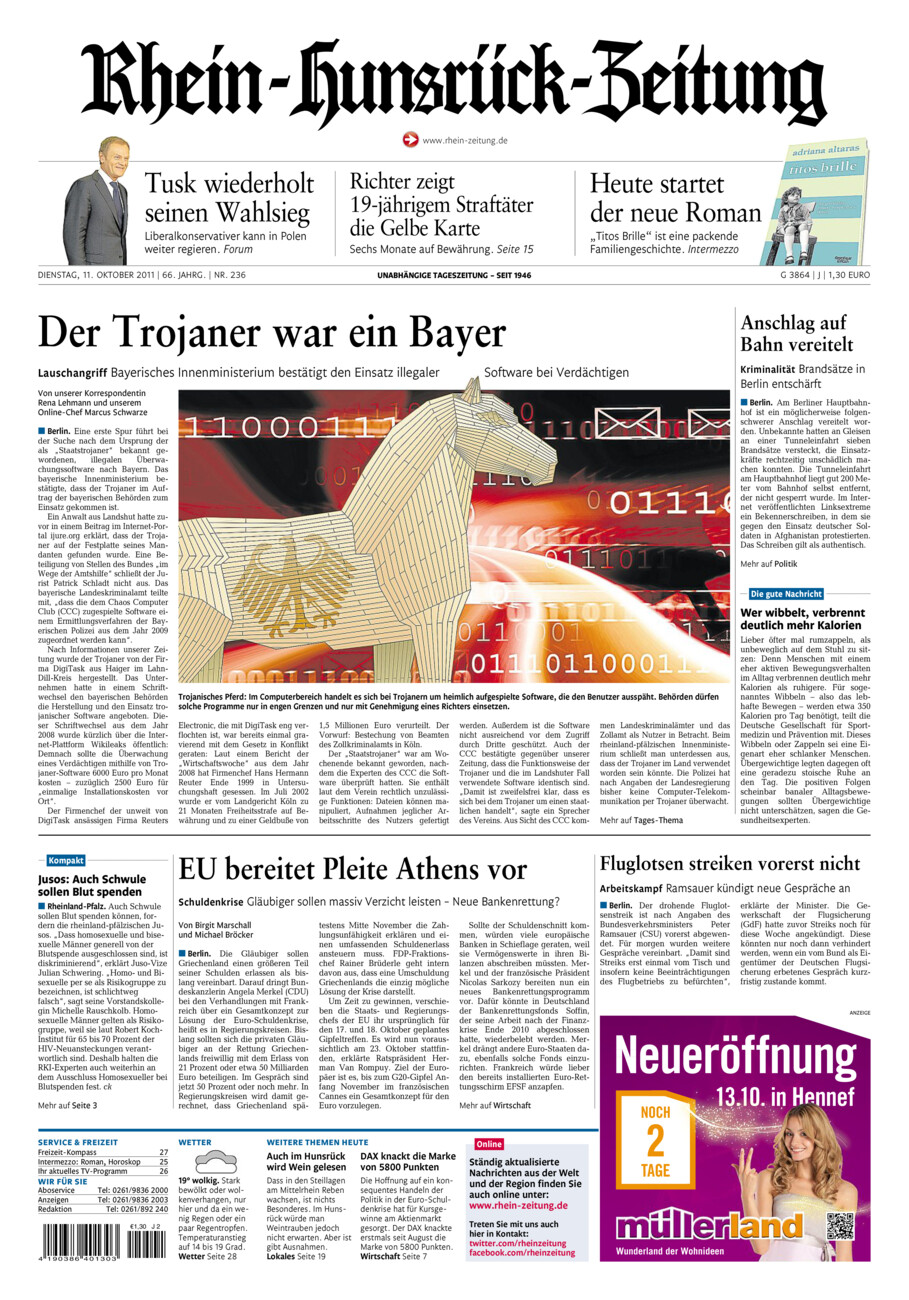 Rhein-Hunsrück-Zeitung vom Dienstag, 11.10.2011